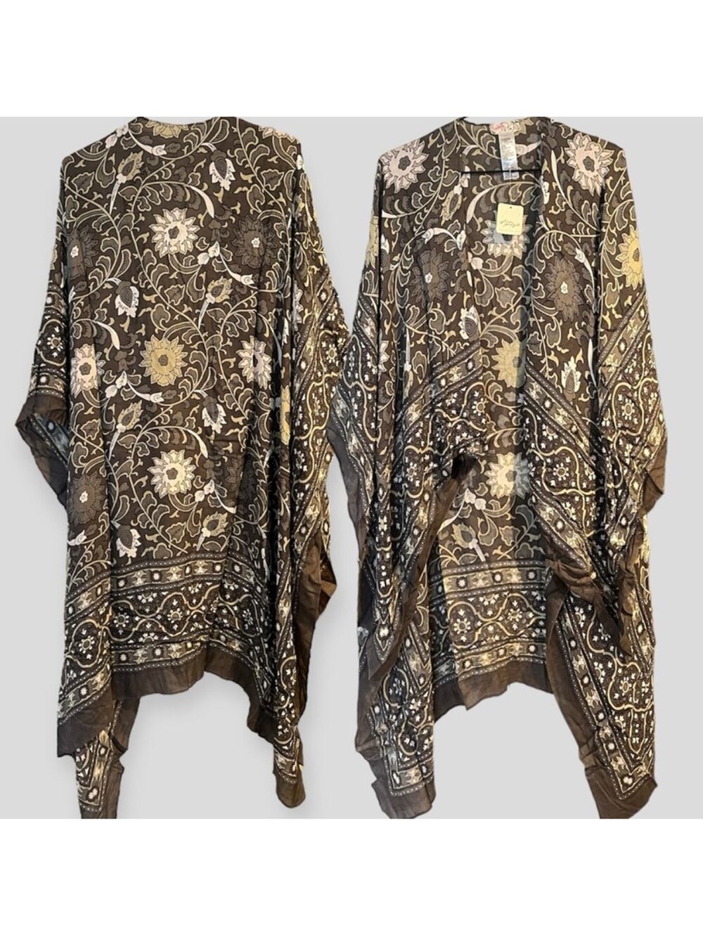 NWT, Free People Magic Dance Border, Graphite Combo Kimono - Picture 5 of 7